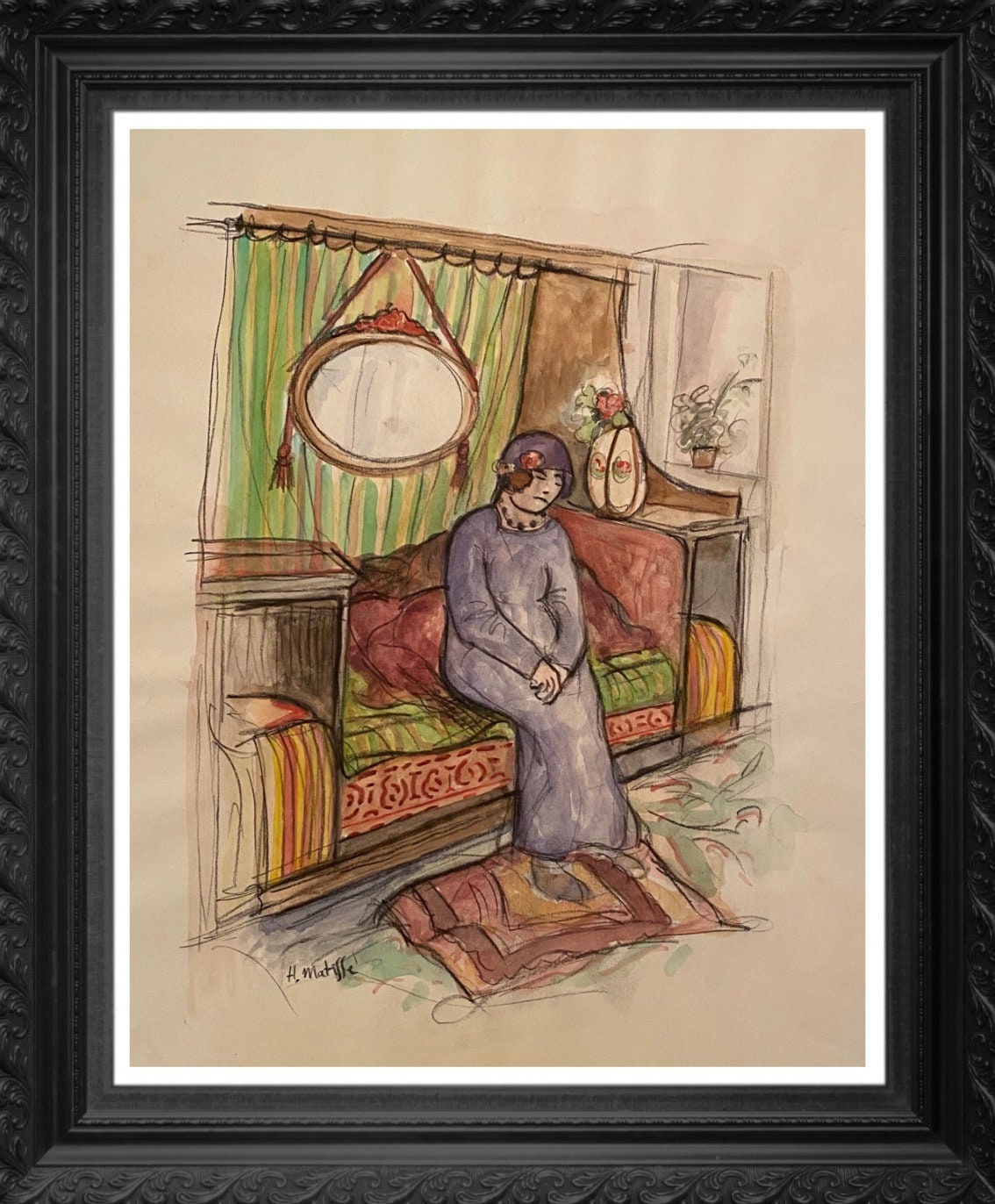 MATISSE -ORIGINAL Gouache/Painting, signed, Picasso, Miro Era- Gallery Quality- Perfect Signature- pHD Paperwork- Shipped Flat